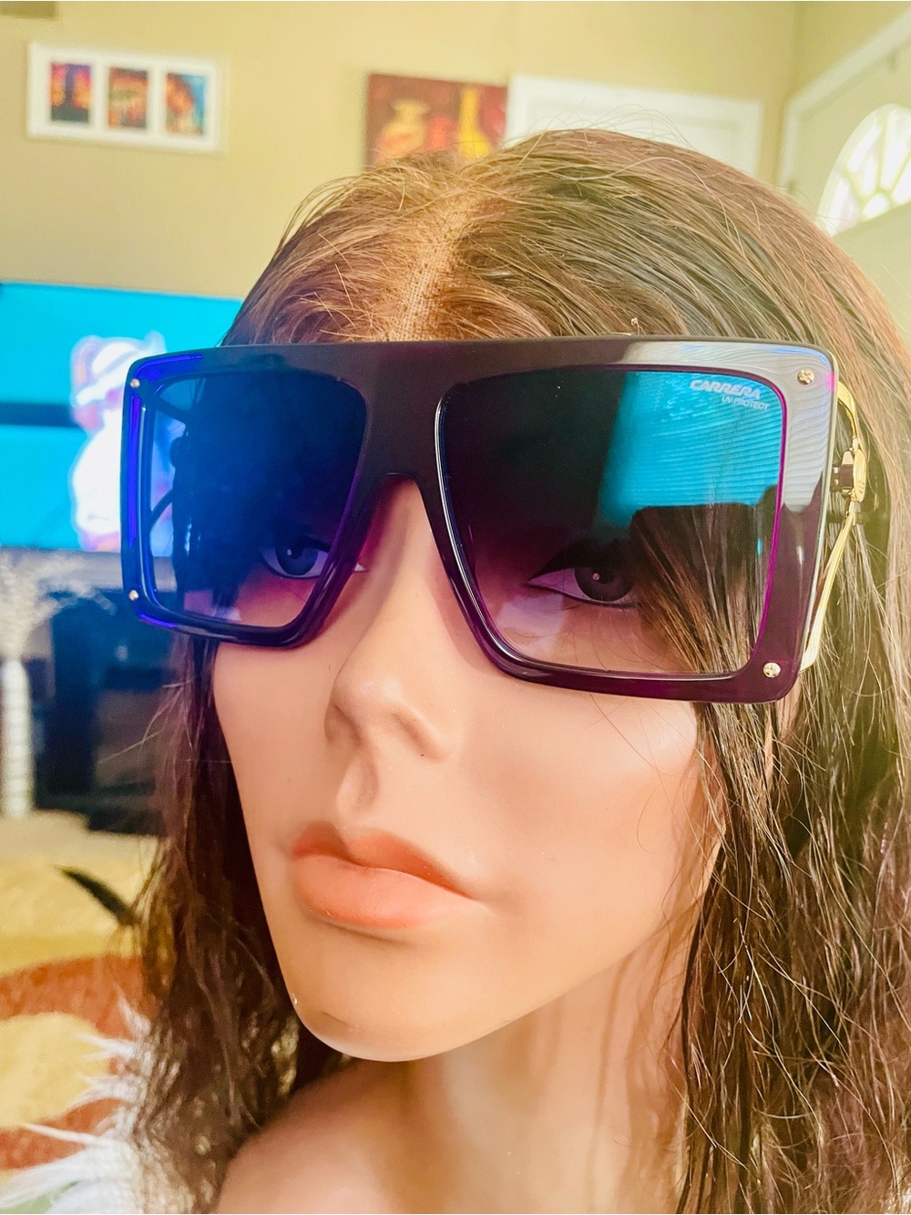 Carrera Oversized Special Edition Purple Frame Sunglasses with Gradient Lenses